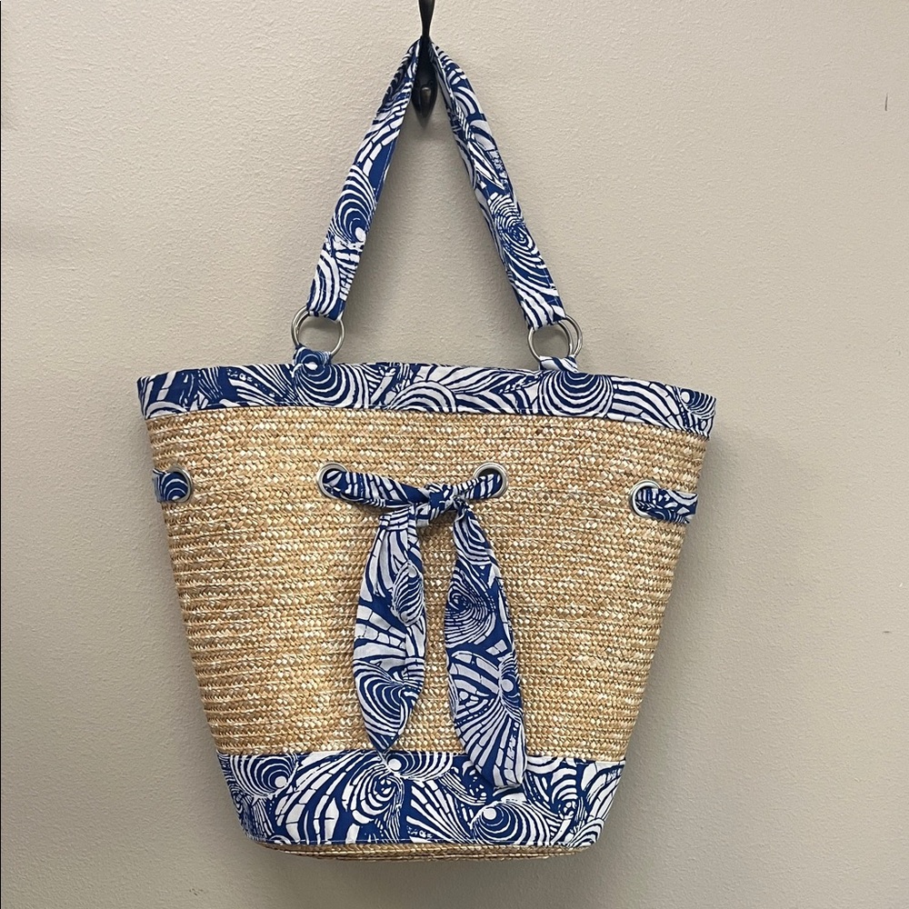 Blue and Tan Tote Bag